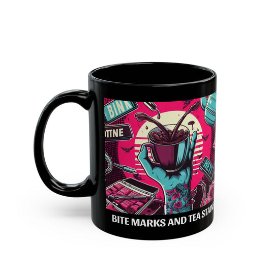 Bite Marks And Tea Stains - 11oz Black Mug